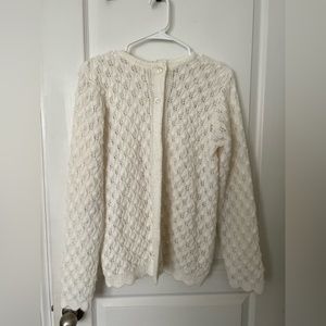 Vintage 1970s White Knit Button Down Cardigan
